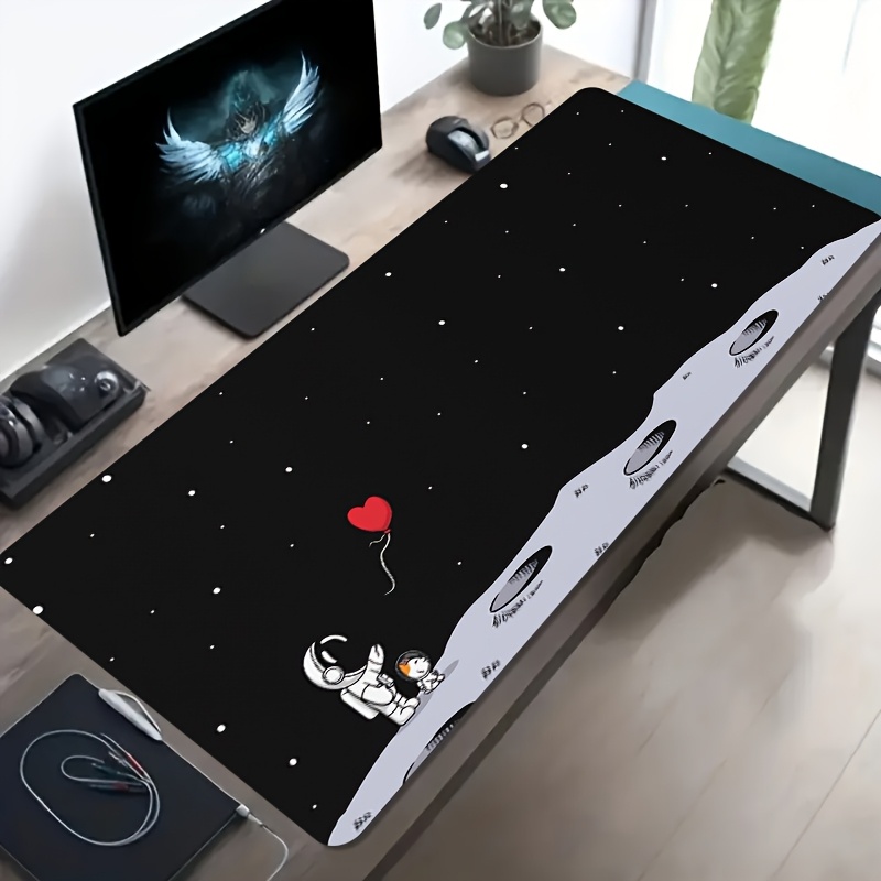 Desk Setup Pc And Laptop - แผ่นรองเมาส์เกมมิ่งขนาดใหญ่ลายอวกาศนักบินอวกาศ แผ่นรองโต๊ะยางกันลื่นสำหรับตั้งค่าพีซีแล็ปท็อป